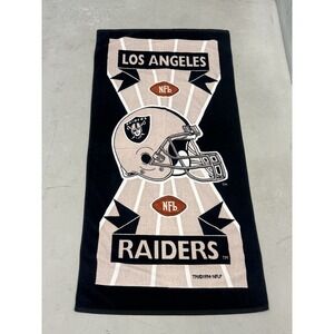 Vintage 1994 Los Angeles Raiders Beach Towel Team NFL Cotton 30x60 Rare Black